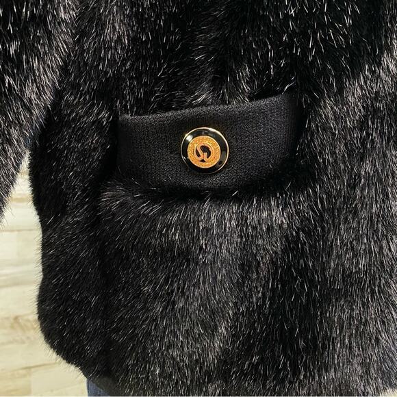 St. John Collection by Marie Gray Faux Fur Jacket Vest Womens Size XS Black - Picture 8 of 16